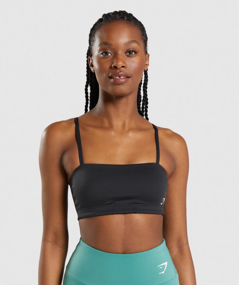 Staniki Sportowe Gymshark Bandeau Damskie Czarne | PL 714UKH